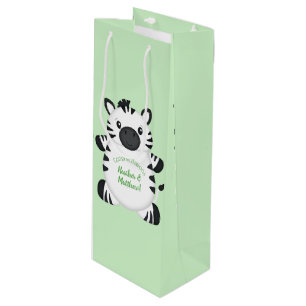 Sac Cadeau Pour Bouteille Baby shower Zebra