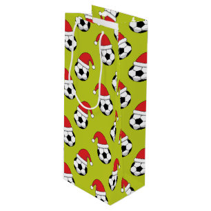 Sac Cadeau Pour Bouteille Balle de football de Noël avec le Casquette Père N