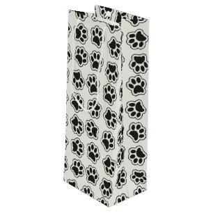 Sac Cadeau Pour Bouteille Balles noires, Paws de chien, Paws de chat, Plan