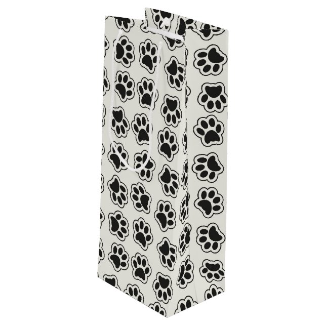 Sac Cadeau Pour Bouteille Balles noires, Paws de chien, Paws de chat, Plan (Dos Angle)