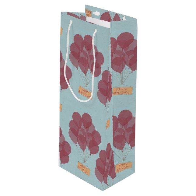 Sac Cadeau Pour Bouteille Ballons bon anniversaire (Devant Angle)
