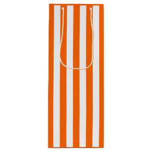 Sac Cadeau Pour Bouteille Bande orange et blanche