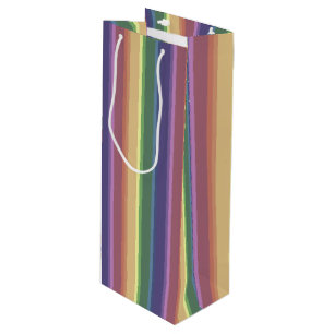 Sac Cadeau Pour Bouteille Bandes arc-en-ciel coupées