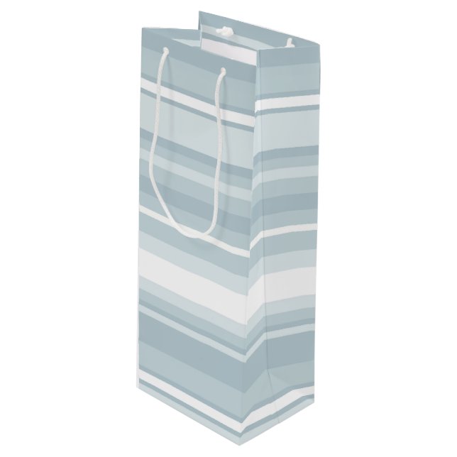 Sac Cadeau Pour Bouteille Bandes bleu glace (Devant Angle)