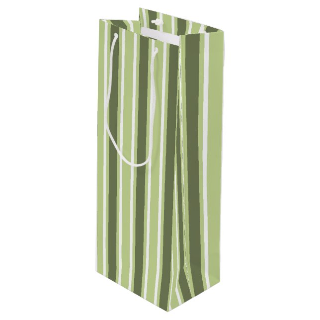 Sac Cadeau Pour Bouteille Bandes de bonbons d'olive et blanc (Devant Angle)