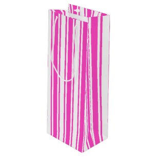 Sac Cadeau Pour Bouteille Bandes de bonbons roses et blancs chauds