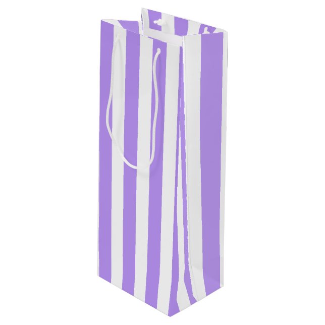 Sac Cadeau Pour Bouteille Bandes de bonbons violettes et blanches (Devant Angle)