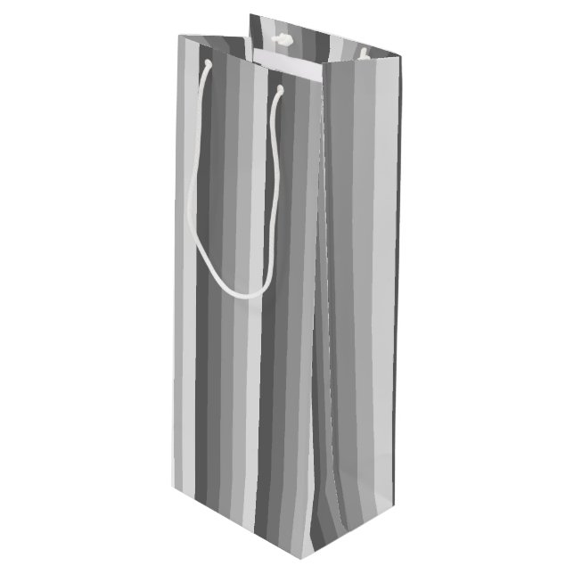 Sac Cadeau Pour Bouteille Bandes d'ombre grises (Devant Angle)