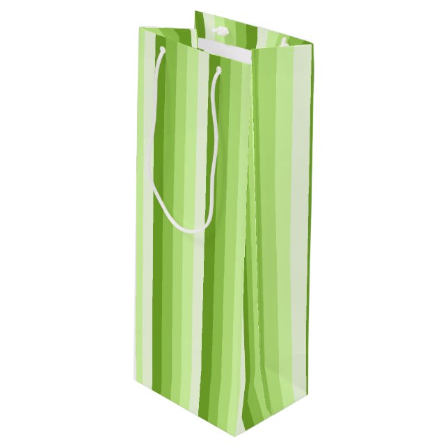 Sac Cadeau Pour Bouteille Bandes d'ombre vert citron (Devant Angle)