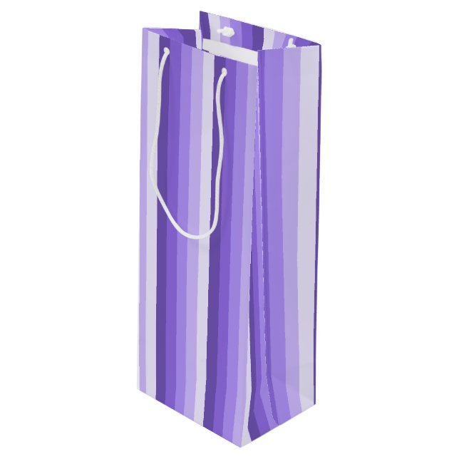 Sac Cadeau Pour Bouteille Bandes d'ombre violette (Devant Angle)