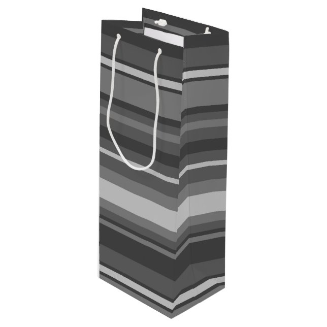Sac Cadeau Pour Bouteille Bandes grises (Devant Angle)
