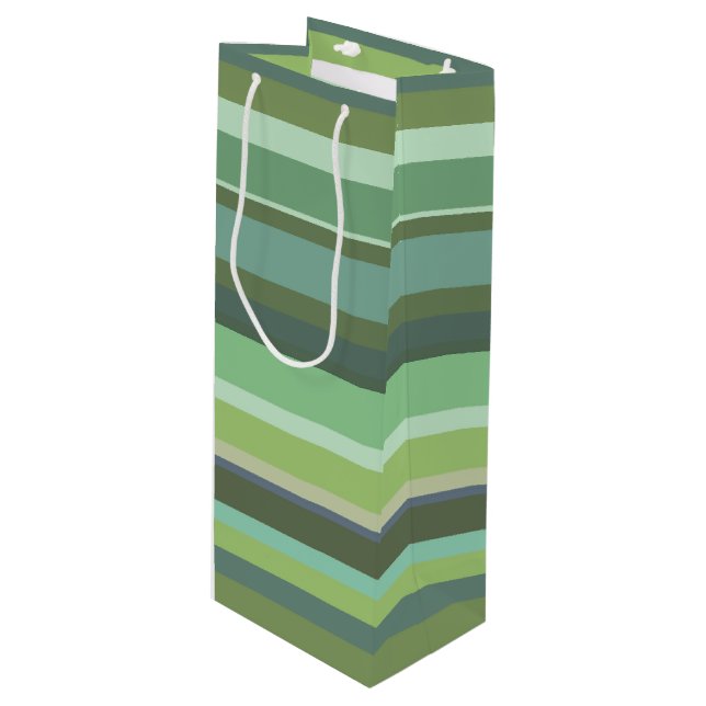 Sac Cadeau Pour Bouteille Bandes horizontales vert olive (Devant Angle)