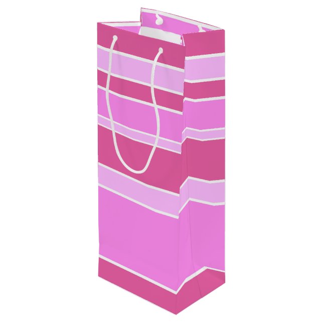 Sac Cadeau Pour Bouteille Bandes roses (Dos Angle)