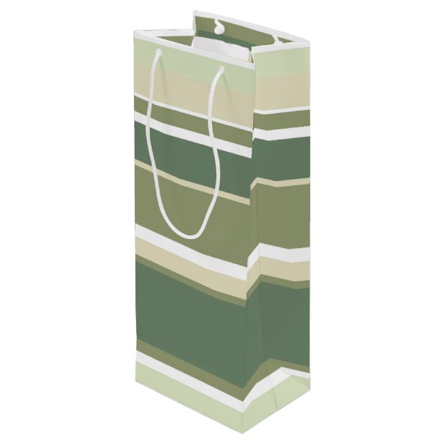 Sac Cadeau Pour Bouteille Bandes vert olive (Dos Angle)