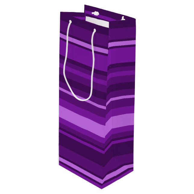 Sac Cadeau Pour Bouteille Bandes violettes (Devant Angle)