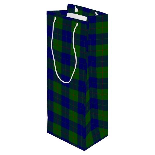 Sac Cadeau Pour Bouteille Barclay clan tartan bleu vert plaid (Dos Angle)