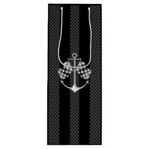 Sac Cadeau Pour Bouteille Bateau Racing À damiers Nautical Carbon Fiber Sty