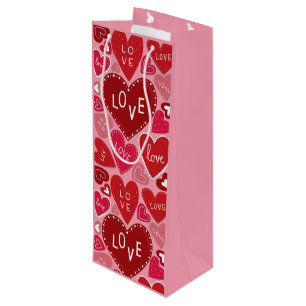 Sac Cadeau Pour Bouteille Beaucoup d'amour et de coeur Valentine