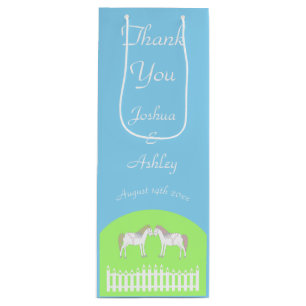 Sac Cadeau Pour Bouteille Beaux Chevaux Blancs de Mariage sur Mesure