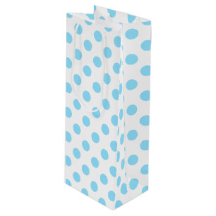 Sac Cadeau Pour Bouteille Bébé pois bleu et blanc
