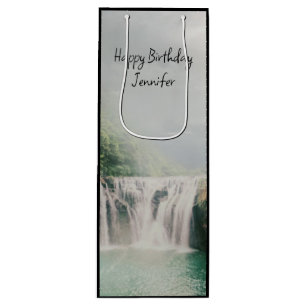 Sac Cadeau Pour Bouteille Belle cascade dans une forêt de montagne Anniversa