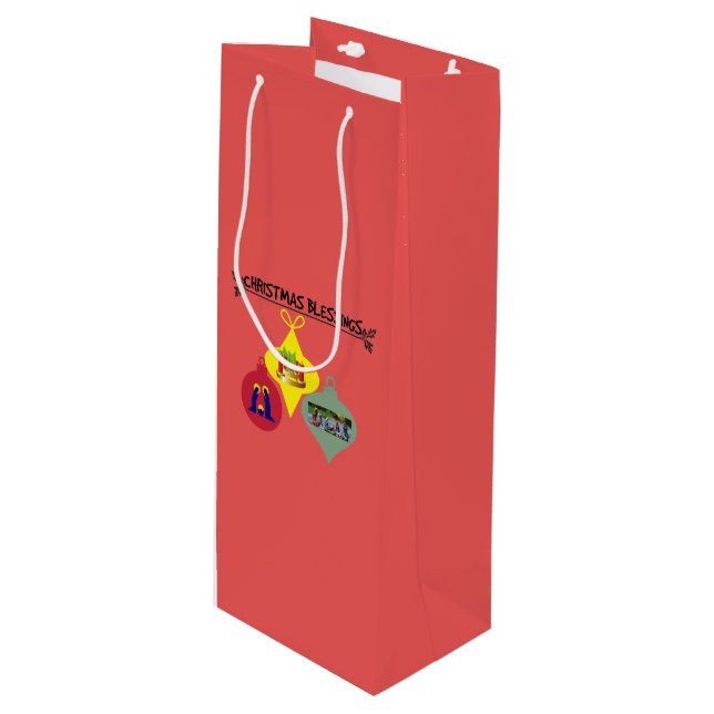 Sac Cadeau Pour Bouteille Bénédiction de Noël (Devant Angle)