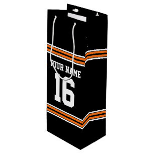 Sac Cadeau Pour Bouteille Black avec Orange White Stripes Team Jersey