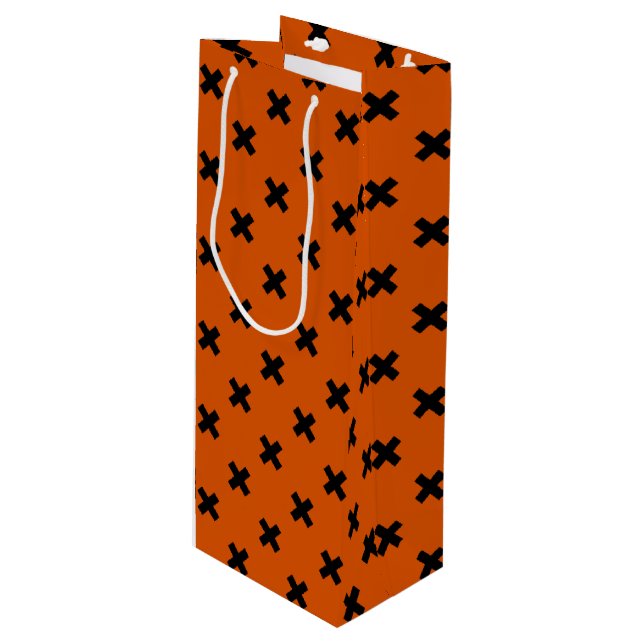 Sac Cadeau Pour Bouteille Black cross stitches (Devant Angle)