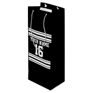 Sac Cadeau Pour Bouteille Black White Team