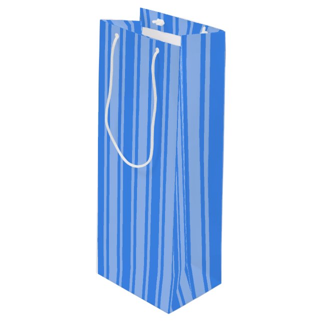 Sac Cadeau Pour Bouteille Bleu bonbons rayures (Devant Angle)