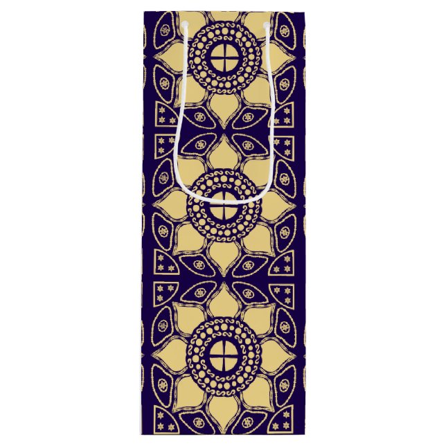 Sac Cadeau Pour Bouteille Bleu et or (Devant)