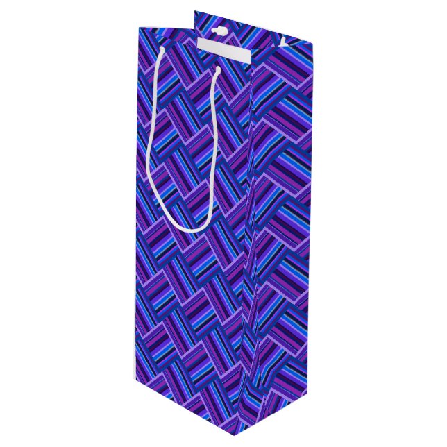 Sac Cadeau Pour Bouteille Blue and purple stripes weave (Devant Angle)