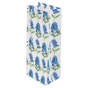 Sac Cadeau Pour Bouteille Bluebonnets Texas Blue Flowers Aquarelle