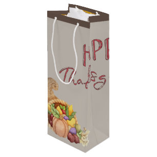 Sac Cadeau Pour Bouteille bon thanksgiving Cornucopia Panier Feuilles d'auto