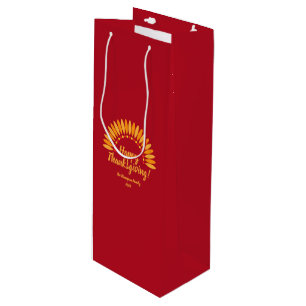 Sac Cadeau Pour Bouteille Bon thanksgiving Yellows Red Ajouter Nom et année
