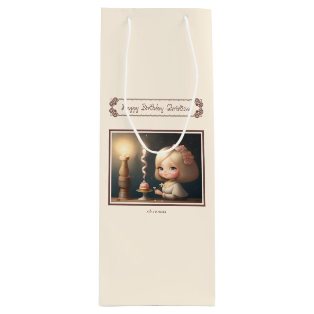 Sac Cadeau Pour Bouteille Bonne fille anniversaire 01 (Devant)