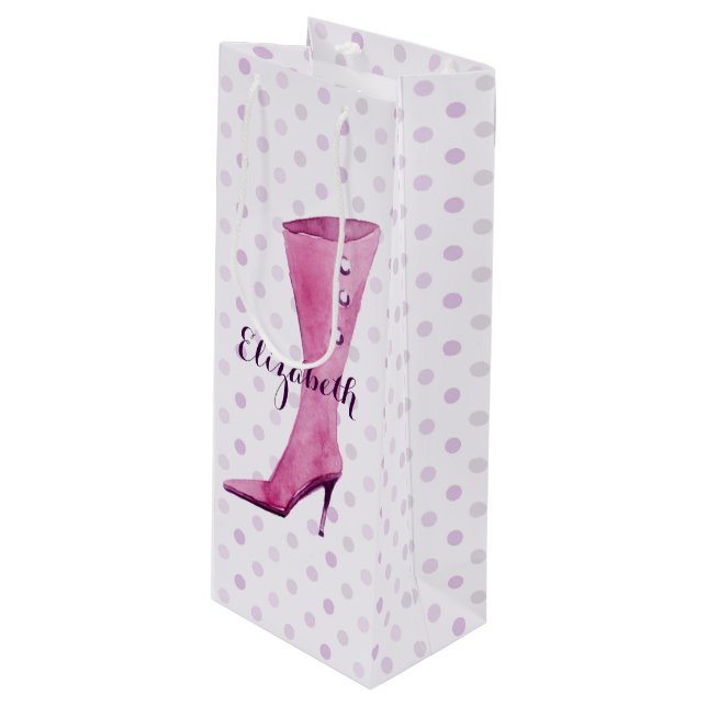 Sac Cadeau Pour Bouteille Botte de talon violet stiletto personnalisée (Devant Angle)