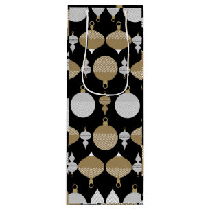 Sac Cadeau Pour Bouteille Boule de Noël Gold Retro