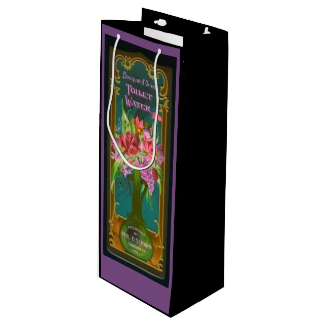 Sac Cadeau Pour Bouteille Bouquet de fleurs victoriennes parfum étiquette vi (Devant Angle)