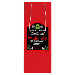 Sac Cadeau Pour Bouteille Bouteille décorative de Noël de police