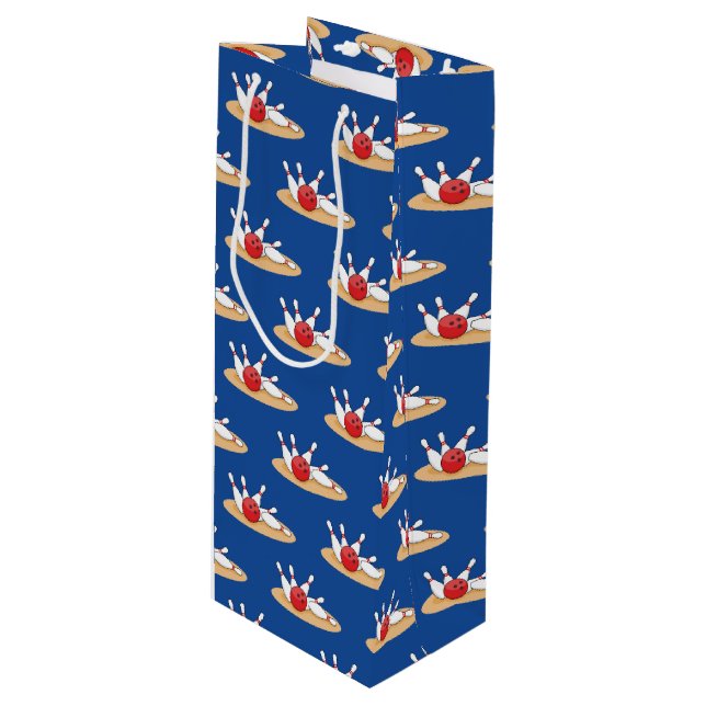 Sac Cadeau Pour Bouteille Bowling Ball Stritles Motif (Devant Angle)