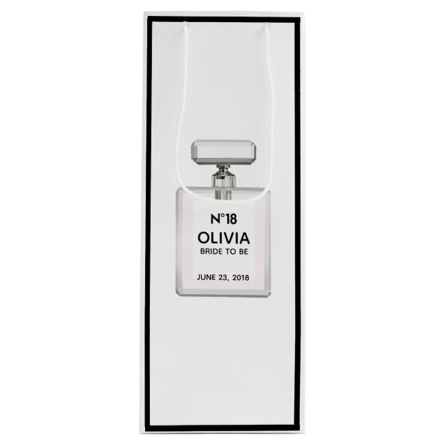 Sac Cadeau Pour Bouteille BRIDE Parisienne Thème Douche Mariée Anniversaire (Devant)