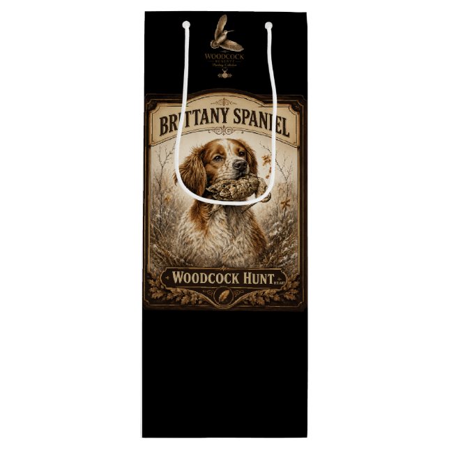 Sac Cadeau Pour Bouteille Brittany Spaniel & Woodcock Hunt (Devant)