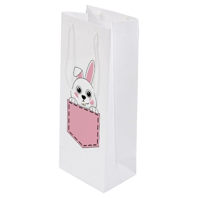 Sac Cadeau Pour Bouteille Bunny de poches (Devant Angle)