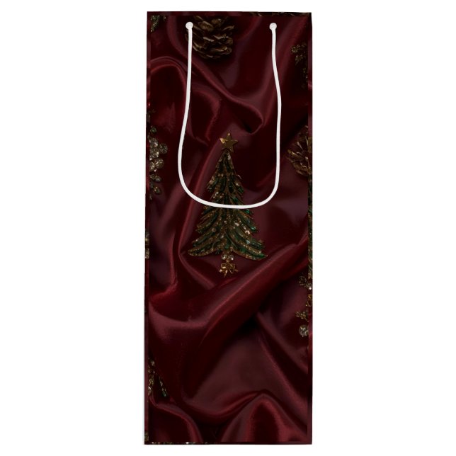 Sac Cadeau Pour Bouteille Burgundy Crystal Christmas  (Devant)