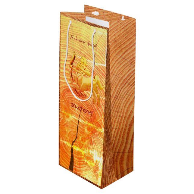 Sac Cadeau Pour Bouteille Cadeau de fête d'anniversaire de Sagittarius (Devant Angle)