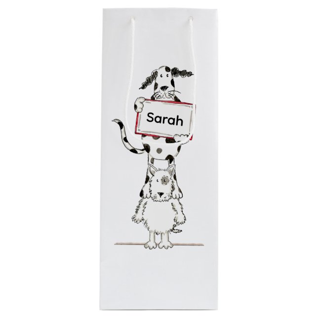 Sac Cadeau Pour Bouteille Cadeau personnalisé de chien acrobate mignon  (Devant)