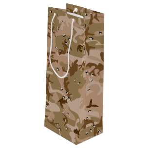 Sac Cadeau Pour Bouteille Camouflage Désert Avec Galets, Militaire, Armée