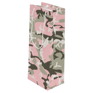 Sac Cadeau Pour Bouteille Camouflage rose et vert, Militaire, Armée