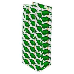 Sac Cadeau Pour Bouteille capuchons de graduation verts avec goût or